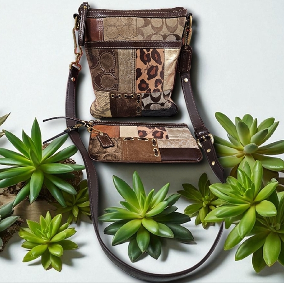 Coach 2007 Patchwork Crossbody Bag - Brown and Tan with matching wristlet - Picture 11 of 11